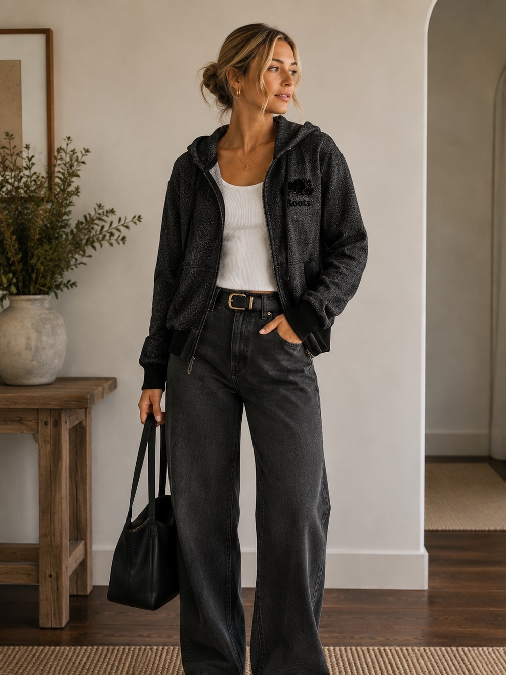 Roots Black Heather Full-Zip Hoodie